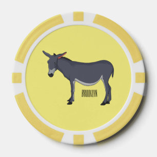 Donkey cartoon illustration poker chips
