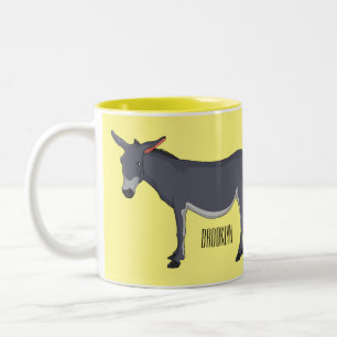 Donkey cartoon illustration Two-Tone coffee mug