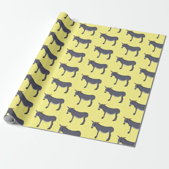 Donkey cartoon illustration wrapping paper (Unrolled)