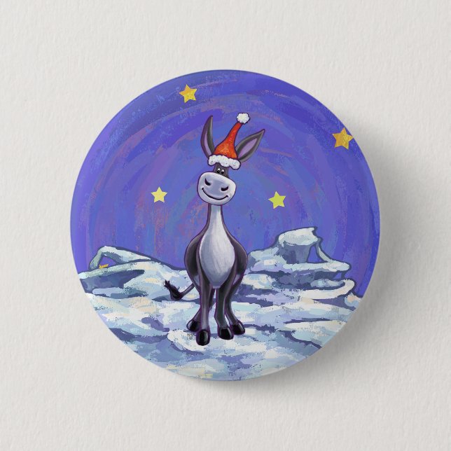 Donkey Christmas 2 Inch Round Button (Front)