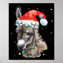 Donkey Christmas Colour Lights Santa Hat Donkey