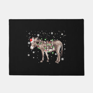 Donkey Christmas Colour Lights Xmas Santa Hat Donk Doormat