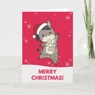 Donkey Christmas Donkeys Winter Animals Card