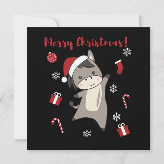 Donkey Christmas Donkeys Winter Animals Invitation (Front)