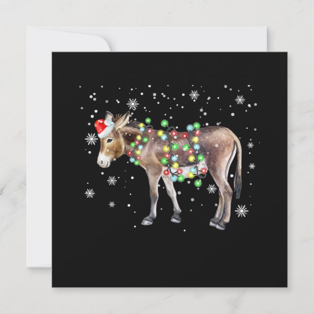 Donkey Christmas Lights Color  | Santa Donkey Gift Holiday Card (Front)