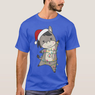 Donkey Christmas Santa Clauses Fairy Lights Donkey T-Shirt