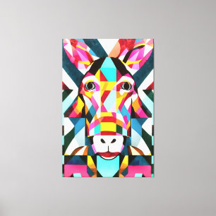Donkey Colourful Fun Geometric Abstract Art Canvas Print