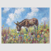 Donkey Colourful Wildflowers Oil Painting Decoupag