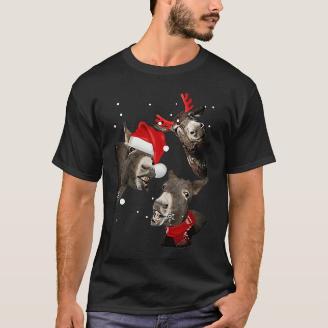 Donkey cute xmas santa T-Shirt (Front)