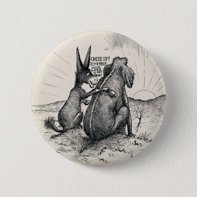 Donkey Elephant Election Pin/ 2 Inch Round Button (Front)