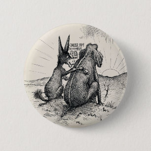 Donkey Elephant Election Pin/ 2 Inch Round Button
