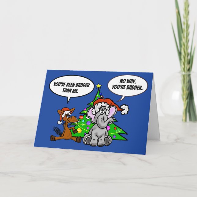 Donkey & Elephant Funny Carte de Noël politique (Devant)