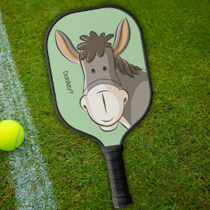 Donkey Face on Green, Cartoon, Cute Pickleball Paddle