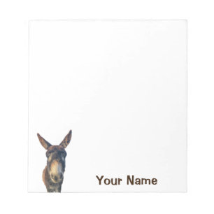 Donkey Farm Animal on White Notepad