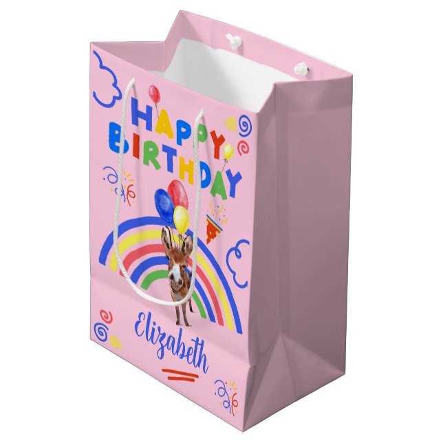 Donkey Gift Bag in Pink (Front Angled)