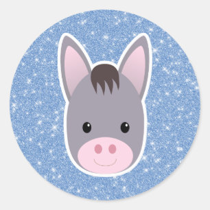 Donkey Glitter Classic Round Sticker