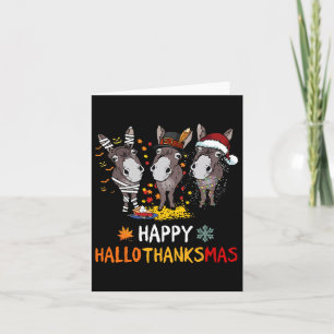 Donkey Happy Hallothanksmas Love Donkey Farmer Tee Card