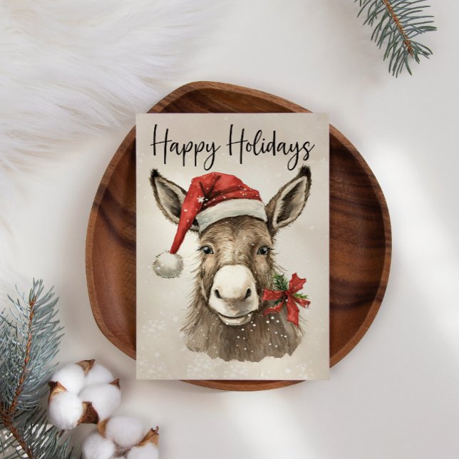 Donkey Happy Holidays Business Christmas Card (Creator Uploaded)