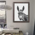 Donkey Head Portrait  Black white     Poster<br><div class="desc">This design may be personalized by choosing the Edit Design option. You may also transfer onto other items. Contact me at colorflowcreations@gmail.com or use the chat option at the top of the page if you wish to have this design on another product or need assistance with this design. See more...</div>