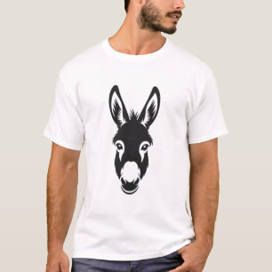 Donkey Head Portrait Silhouette Cute Farm Animal T-Shirt
