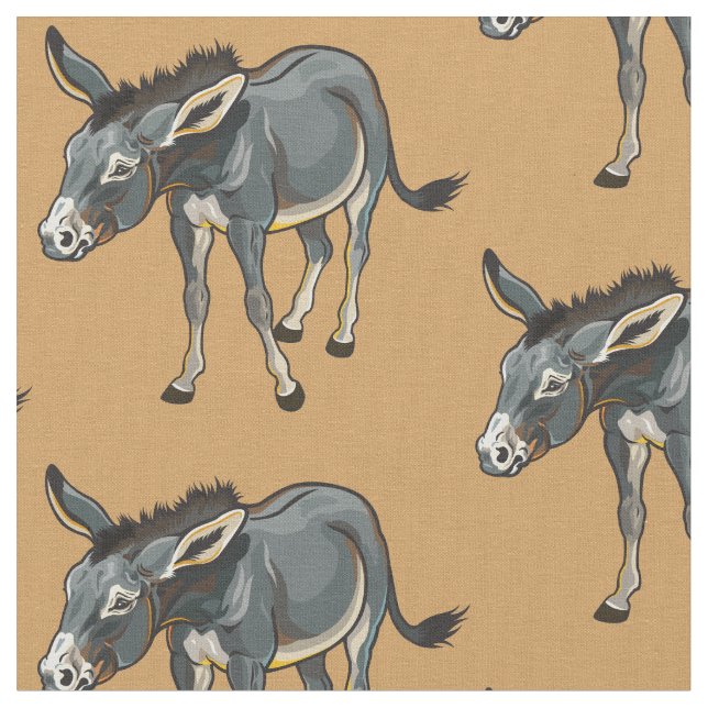 donkey illustration fabric (Close Up)