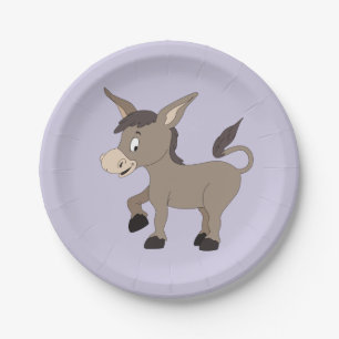 Donkey illustration kids' paper plates