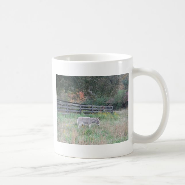 Donkey in a Fall Autumn Field. Coffee Mug (Right)