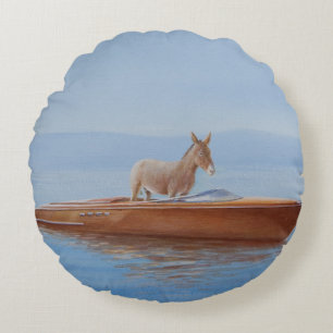 Donkey in a Riva 2010 Round Pillow