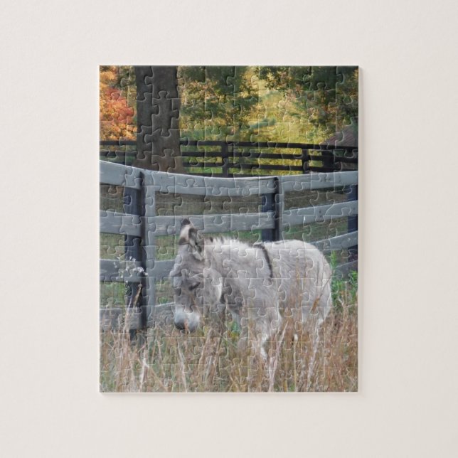 Donkey in an Autumn Field Jigsaw Puzzle (Vertical)