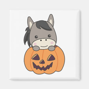 Donkey In Pumpkin Sweet Donkey Happy Halloween Mag Magnet