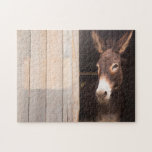 Donkey In Stable | Farm Animals Jigsaw Puzzle<br><div class="desc">This stunning jigsaw puzzle features donkeylooking out of a wooden stable. #jigsawpuzzle #stockingstuffers #games #nature</div>