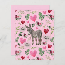 Donkey Love Valentine’s Day Card in Pink