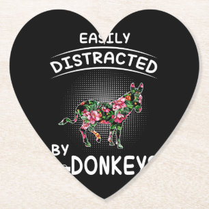 Donkey Lover Gift Easily Distracted By Donkeys Paper Coaster