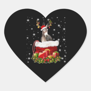 Donkey Lover Gift Happy Donkey Merry Christmas Heart Sticker