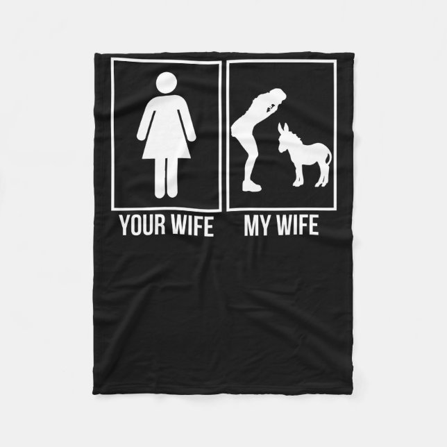 Donkey Lover Gift| My Wife Love Donkey Fleece Blanket (Front)