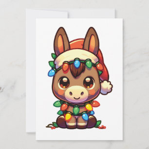 Donkey Merry Christmas Winter Animals Cute Donkeys Holiday Card