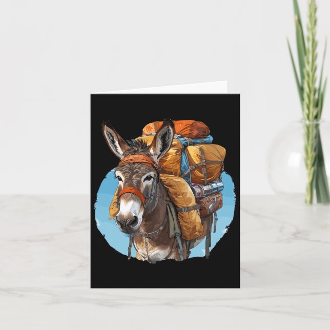 Donkey Mules Pack Mule Hiking  Card (Front)