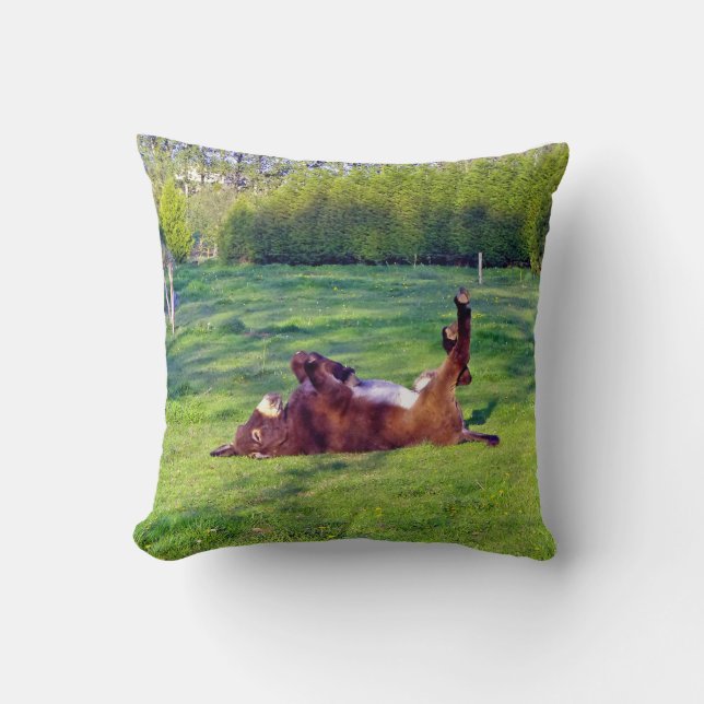 donkey on its back throw pillow (Front)
