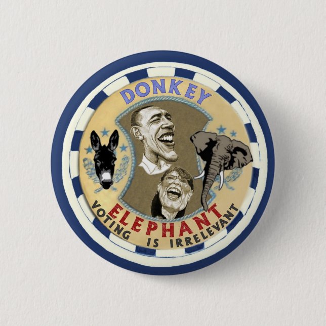 Donkey or Elephant 2 Inch Round Button (Front)