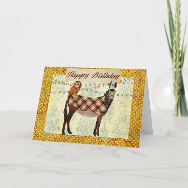 Donkey & Owl Birthday Card (Front)