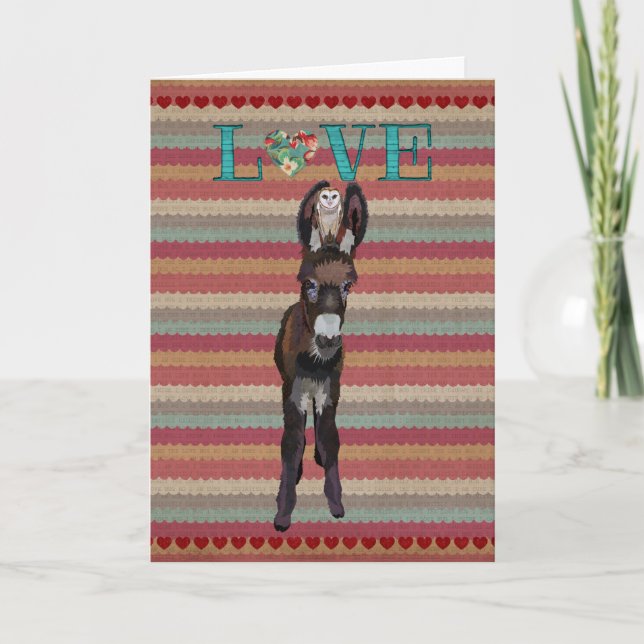 DONKEY & OWL LOVE Valentine Card (Front)