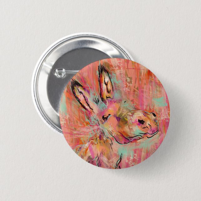 donkey painting 2 inch round button (Front & Back)