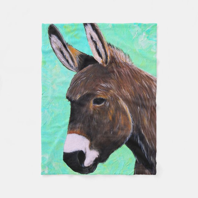 Donkey Painting Fleece Blanket (Front)
