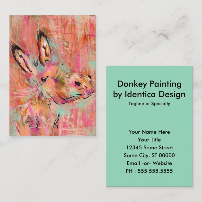 donkey painting square business card (Front/Back)