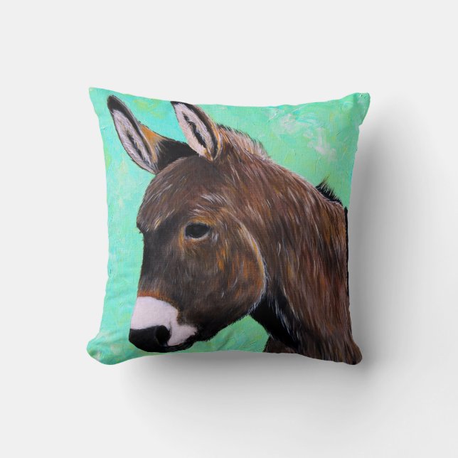 Donkey Painting Throw Pillow (Front)