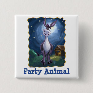 Donkey Party Centre 2 Inch Square Button
