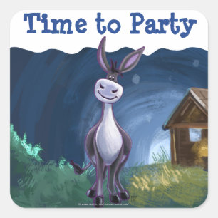 Donkey Party Centre Square Sticker