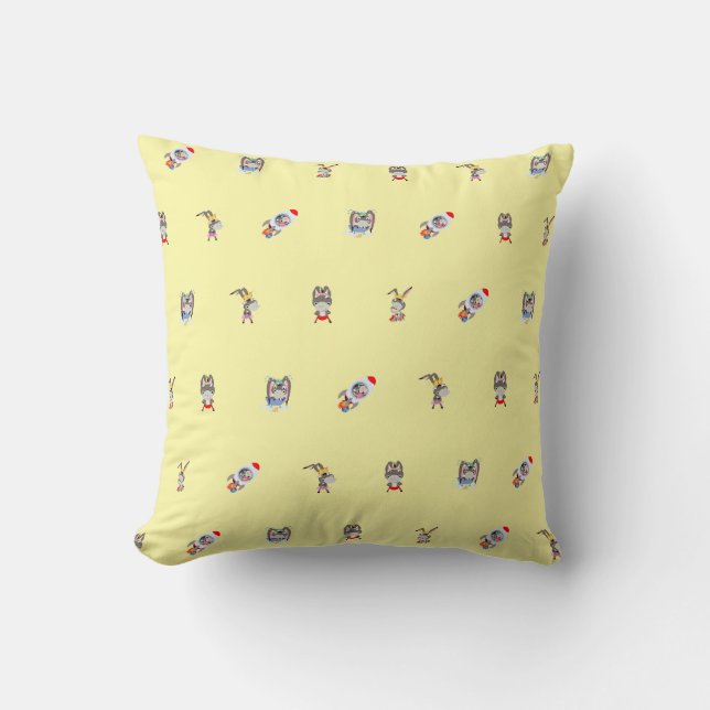donkey pattern butter yellow  throw pillow (Front)