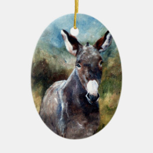 Donkey Portrait Ceramic Ornament