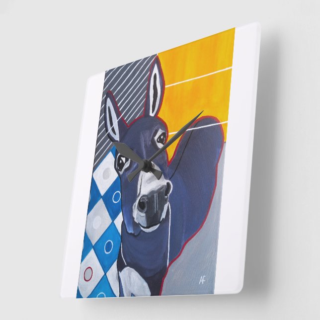 Donkey Punch Painting by Alfred Fox Square Wall Clock (Angle)